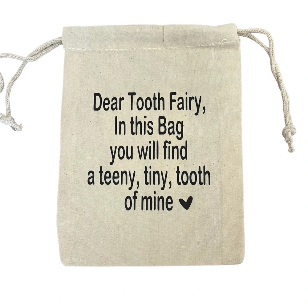 🦷🧚🏻‍♀️Custom Personalized Tooth Fairy Bag Pouch Keepsake Sack w/ Tooth Holder - Picture 2 of 3